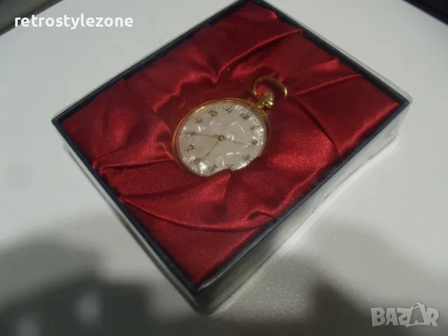 № 7974 джобен часовник   - кварцов механизъм  - работещ  - циферблат - седеф, снимка 7 - Джобни - 49754887