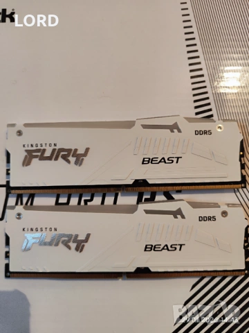 Рам памет 32GB DDR5 6000 CL30 Kingston Fury Beast RGB White 2 X 16GB - Гаранция!