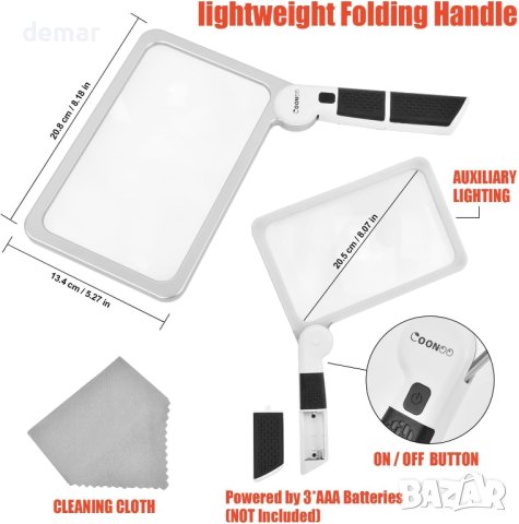 COONOO Увеличително стъкло със светлина за работа отблизо, снимка 4 - Други стоки за дома - 42140522