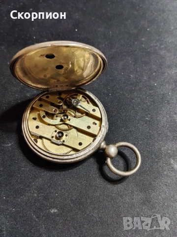 Швейцарски СРЕБЪРЕН джобен часовник 1900г. с ключе - 10 РУБИНА ПРОМОЦИЯ, снимка 3 - Джобни - 51778334