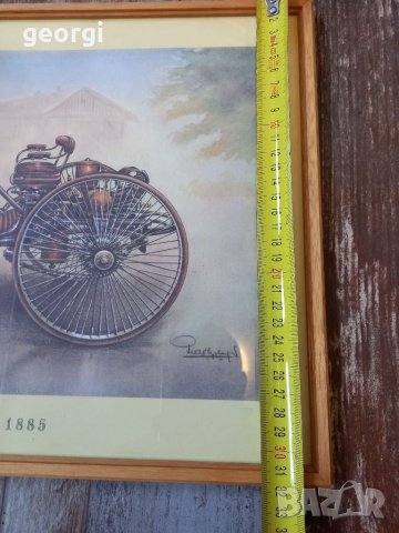 Литография ретро автомобил Benz 1885, снимка 2 - Колекции - 38767322