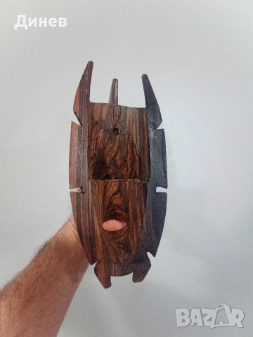 Автентична стенна маска от масивен абанос - 30 см, ръчна изработка, снимка 3 - Декорация за дома - 53446528