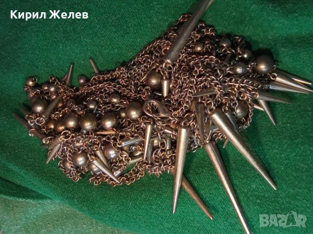 ПОЗЛАТЕНА ОГРОМНА ОГЪРЛИЦА СТОМАНЕНА ВЕРИЖКА и МЕСИНГОВИ ВИСУЛКИ 31629