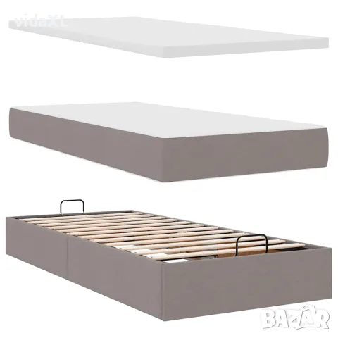 vidaXL Османска легло с матрак, таупе, 90x200 см, плат, снимка 8 - Спални и легла - 56147038