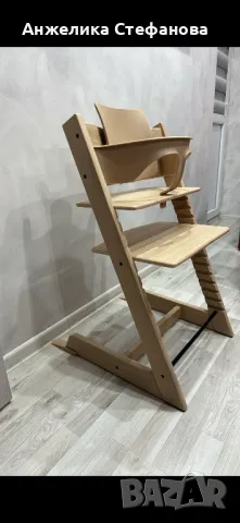 Чисто ново Stokke Tripp Trapp oak natural Babyset и колани , снимка 2 - Столчета за хранене - 47426023