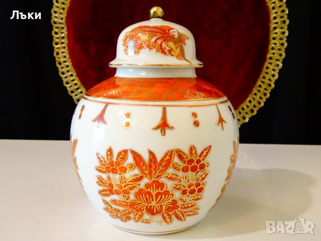 Старинна ваза,урна,буркан,китайски порцелан,злато. , снимка 1 - Вази - 42241294