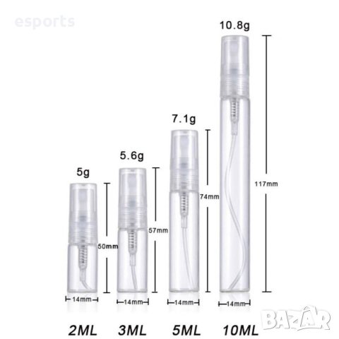 5x празни стъклени шишенца за парфюмни отливки отливка мостри 5мл 10мл 3мл атомайзери преносими, снимка 9 - Унисекс парфюми - 33343798