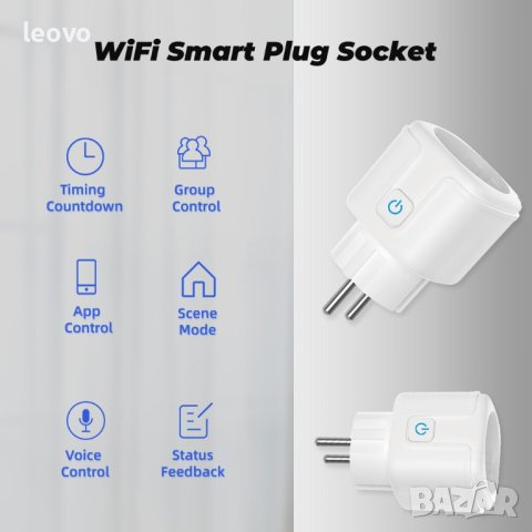 Wi-Fi Smart контакт Tuya, 16A, 3500W.  Българско упътване