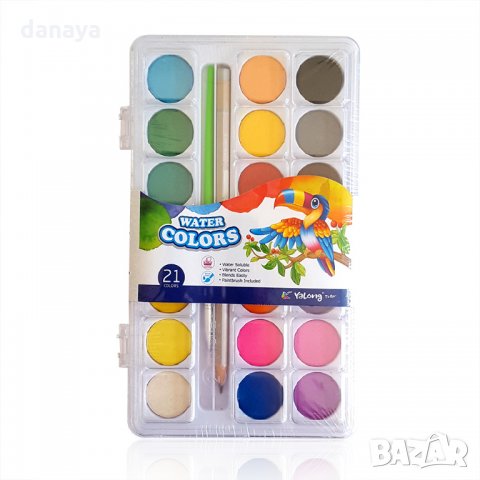 2375 Водни бои за рисуване с четка и графитен молив, 21 цвята