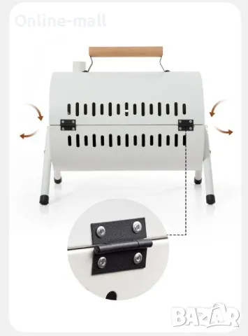 Преносимо двустранно Сгъваемо барбекю за въглища Перфектно за пикник, снимка 5 - Барбекюта - 50401751