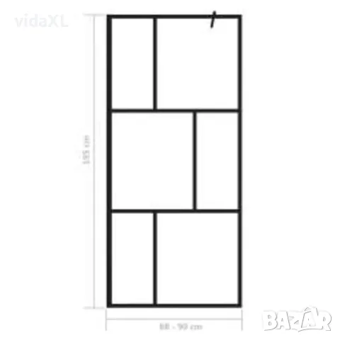 vidaXL Преграден параван за баня, закалено стъкло, черен, 90x195 см, снимка 7 - Душове - 56146162
