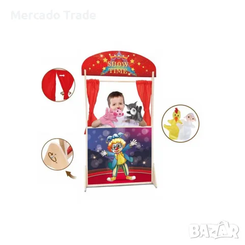 Дървен куклен театър Mercado Trade, 4бр. фигурки, снимка 3 - Образователни игри - 48145440
