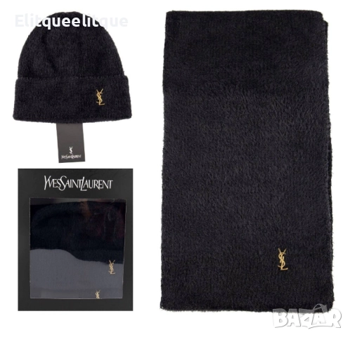 комплект пухена  шапка и шал в кутия ysl saint laurent celine moncler loewe, снимка 10 - Шапки - 52199820