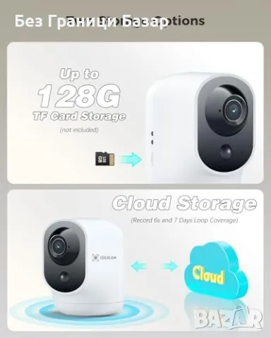Нова смарт COCOCAM 2K камера с батерия, AI анализ, нощно виждане за дом, снимка 8 - IP камери - 48239276