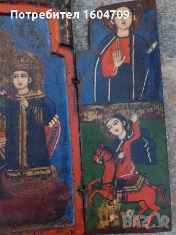 Домашна Стара Икона Триптих, снимка 4 - Икони - 52119122
