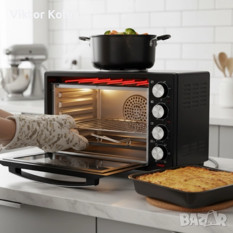 Компактна печка Termomax – фурна + два керамични котлона в едно, снимка 3 - Печки, фурни - 52941073