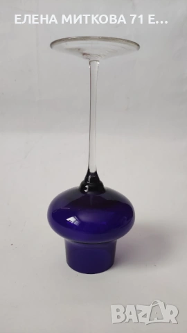 Елегантна чаша/ваза от цветен кристал на високо тънко столче, снимка 5 - Чаши - 53557456