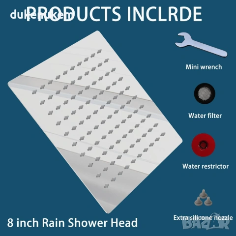 Душ глава с високо налягане, квадратна форма, 20 см, снимка 4 - Смесители - 53228157