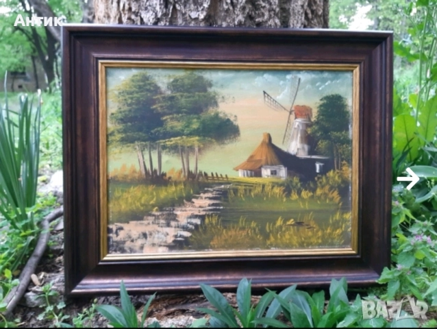 Красива Стара Картина Прованс Живопис Маслени Бои на Платно