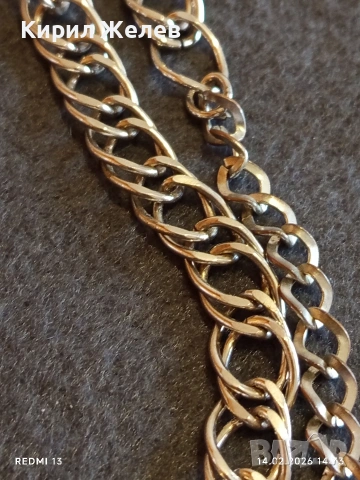 Метално колие двоина плетка стилен дизайн перфектно състояние 51806, снимка 3 - Колиета, медальони, синджири - 53475598