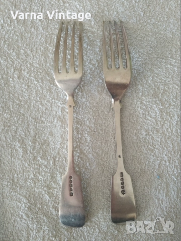 Две стари посребрени вилици. Край на 19 век. Англия. С щампа., снимка 4 - Антикварни и старинни предмети - 51729097