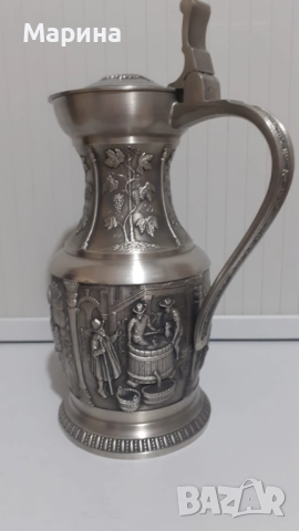 Комплект за вино от калай Antik*Vintage #114, снимка 2 - Антикварни и старинни предмети - 52419973