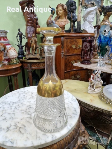 Страхотна антикварна колекционерска немска кристална гарафа декандер , снимка 5 - Антикварни и старинни предмети - 50951381
