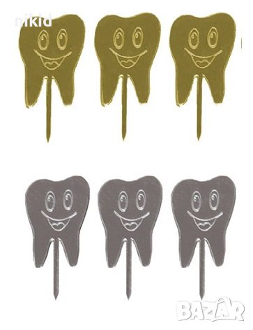 Първо зъбче İlk Dişim първи зъб Златист сребрист пластмасов топер топери за мъфини торта парти декор