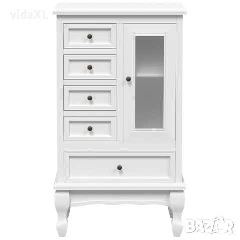 vidaXL Шкаф с 5 чекмеджета, 2 рафта, бял, снимка 6 - Скринове - 56146287