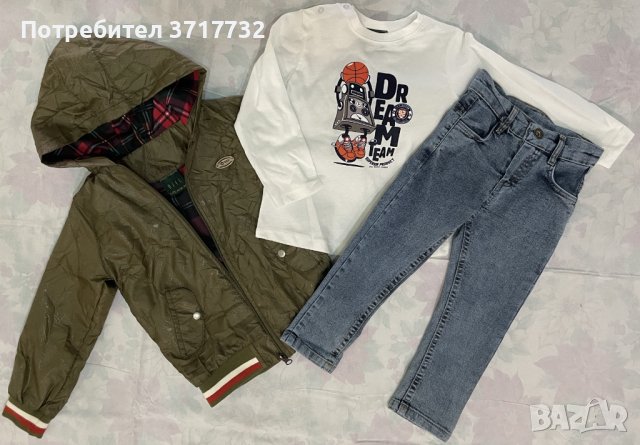 Комплект от дънки, блуза с дълъг ръкав и шушляково яке , снимка 2 - Детски комплекти - 41291665