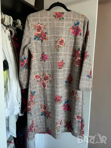 Sweet Miss Къса зимна рокля на каре с рози, XL, снимка 2 - Рокли - 49535895