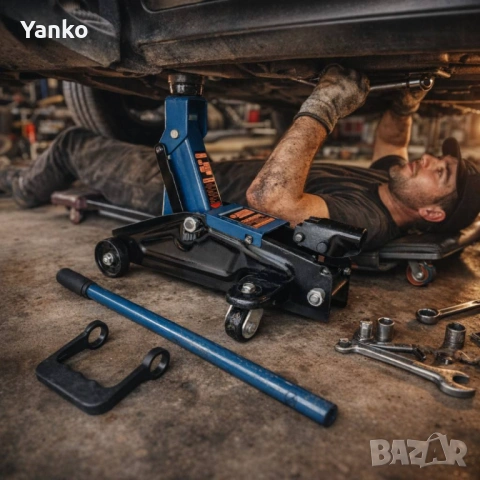 Хидравличен крик „крокодил“ 3 тона – мобилен с колела, снимка 2 - Части - 53808629