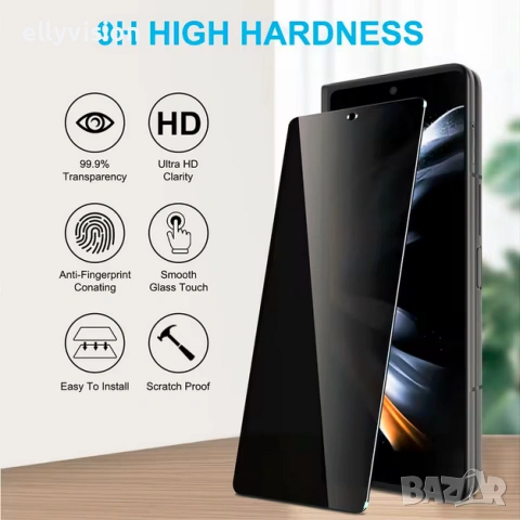 Стъклен протектор Full Privacy за Samsung Galaxy Z Fold, снимка 3 - Калъфи, кейсове - 53843431