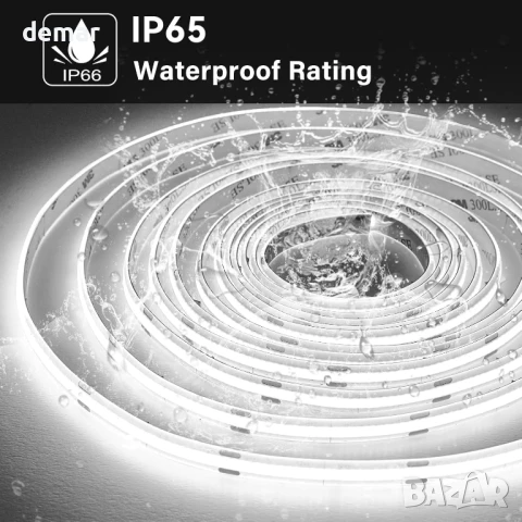 SIRYYUI IP65 COB LED лента 5 метра, 24V, водоустойчива, 480 LED/м, 6000K, 8 мм, без захранване, снимка 2 - Лед осветление - 51418157