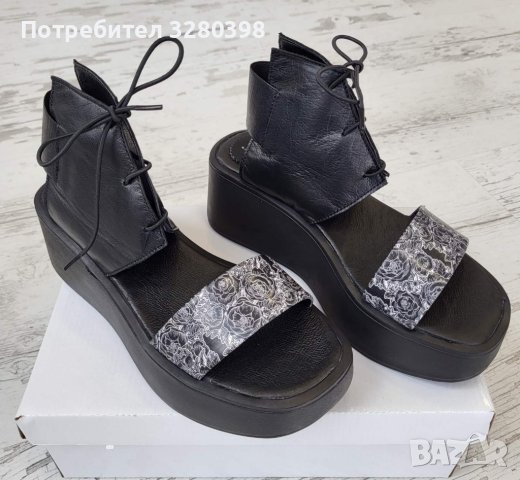 Български сандали от естествена кожа на платформа, снимка 2 - Сандали - 41145044