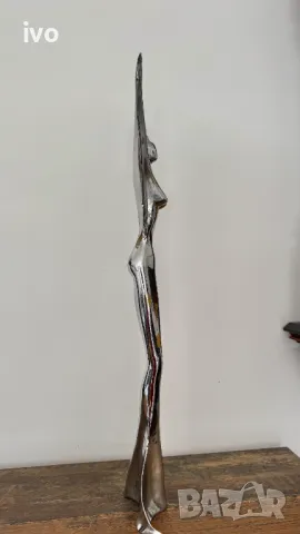 Статуетка, бронз, хромирана., снимка 6 - Антикварни и старинни предмети - 50107701