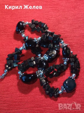 ЕФЕКТНА РЕТРО АРТ СТИЛ ОГЪРЛИЦА от КАМЪЧЕТА ЧЕРЕН АХАТ ХЕНД МЕЙД НАКИТ КОЛИЕ 47333, снимка 7 - Колиета, медальони, синджири - 47282909