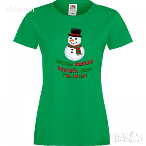 Дамска тениска Коледа Весела Коледа и Честита нова година Snowman, снимка 5 - Тениски - 34690791