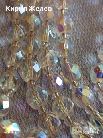 ИЗКУСТНО КОЛИЕ SWAROVSKI с КРИСТАЛНИ МЪНИСТА с ЕФЕКТ Аурора Бореалис 48983, снимка 3 - Колиета, медальони, синджири - 52501161