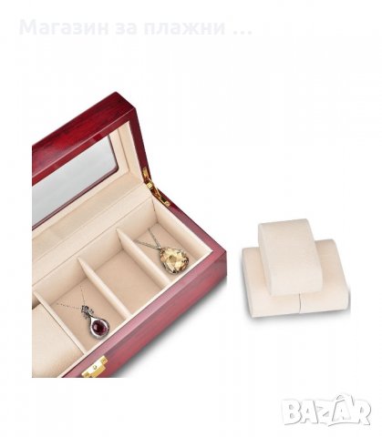 ДЪРВЕНА КУТИЯ ЗА ЧАСОВНИЦИ С ПРОЗРАЧЕН PVC КАПАК, С ВКЛЮЧЕНИ 6 БРОЯ ПОДЛОЖКИ - код 2170, снимка 3 - Подаръци за мъже - 34207050