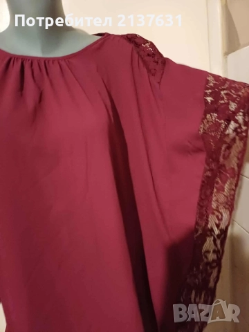 ДАМСКА Тъмно Червена БЛУЗА - Размер XXXL / XXXXL , снимка 4 - Туники - 51685928