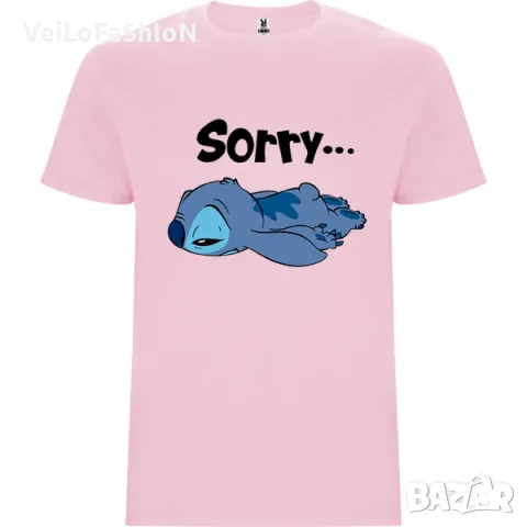 Нова детска тениска със Стич - Sorry (Stitch) в розов цвят