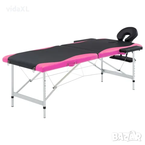 vidaXL 2-зонова сгъваема масажна кушетка, алуминий, черно и розово（SKU: 110232）