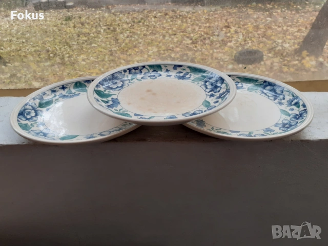 Лот от три порцеланови чинии Staffordshire England порцелан, снимка 2 - Антикварни и старинни предмети - 53449142