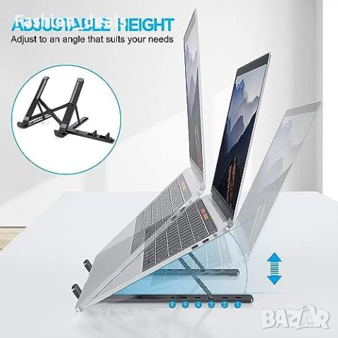 Нова Ергономична Стойка за Лаптоп 7-17 инча  Преносима Охлаждаща Регулируема, снимка 7 - Друга електроника - 42624902