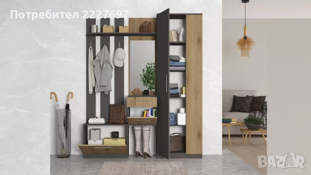 Портманто Виго - графит/канела страта, снимка 2 - Портманта - 52211704