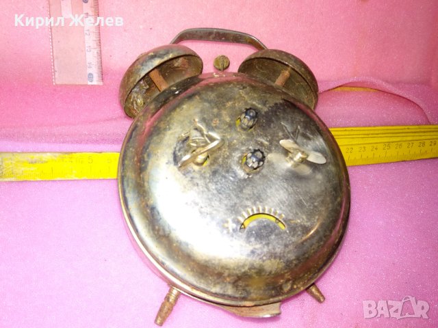 JANTAR MADE in USSR Стар РУСКИ БУДИЛНИК МЕХАНИЧЕН НАСТОЛЕН ЧАСОВНИК ЯНТАР СССР 43674, снимка 6 - Антикварни и старинни предмети - 44463409