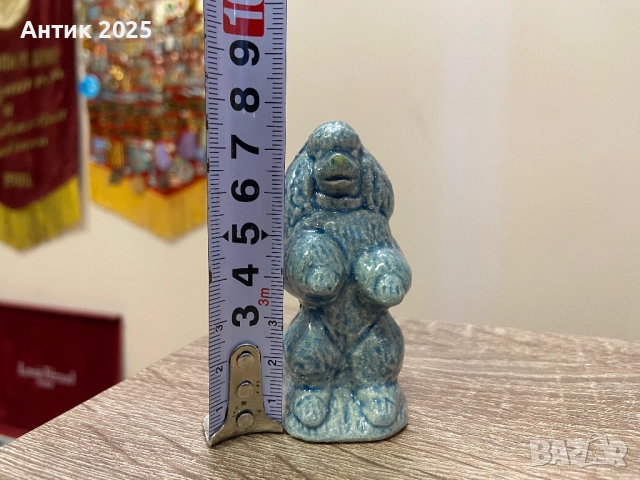 Винтидж фигурка „Пудел“, глазирана керамика, снимка 2 - Антикварни и старинни предмети - 52525961