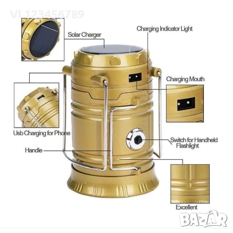 Преносим Соларен прожектор SH-5800T, снимка 4 - Къмпинг осветление - 53854337