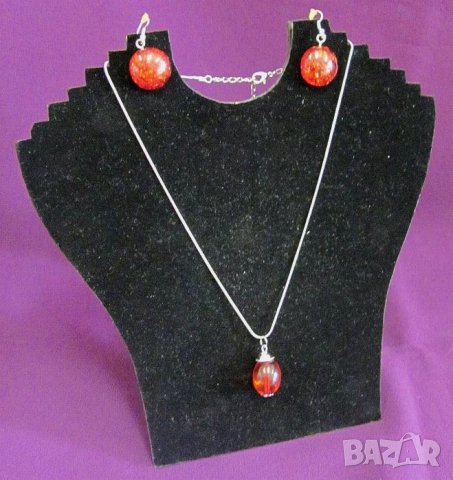 Дамски Комплект Колие и Обеци, снимка 2 - Бижутерийни комплекти - 42312604